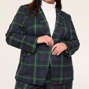 LANE BRYANT Perfect Drape One Button Blazer Holiday Plaid Jacket Womens Sz 20